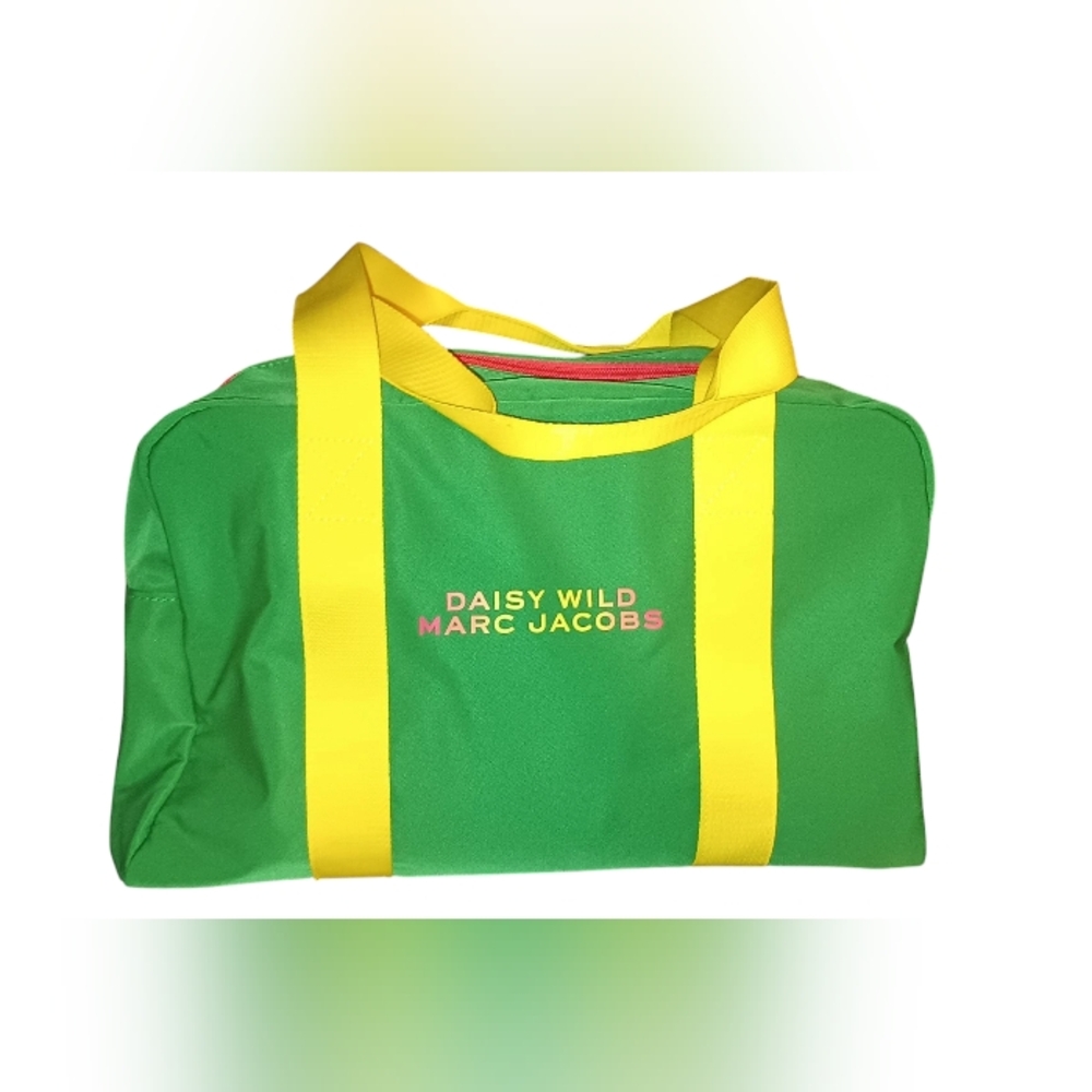 Marc Jacobs (Daisy Wild Marc Jacobs) Vibrant Green Duffle Bag with Yellow Straps